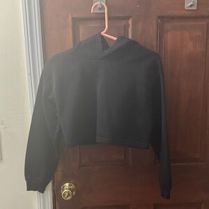 Black Cropped Hoodie Sweater